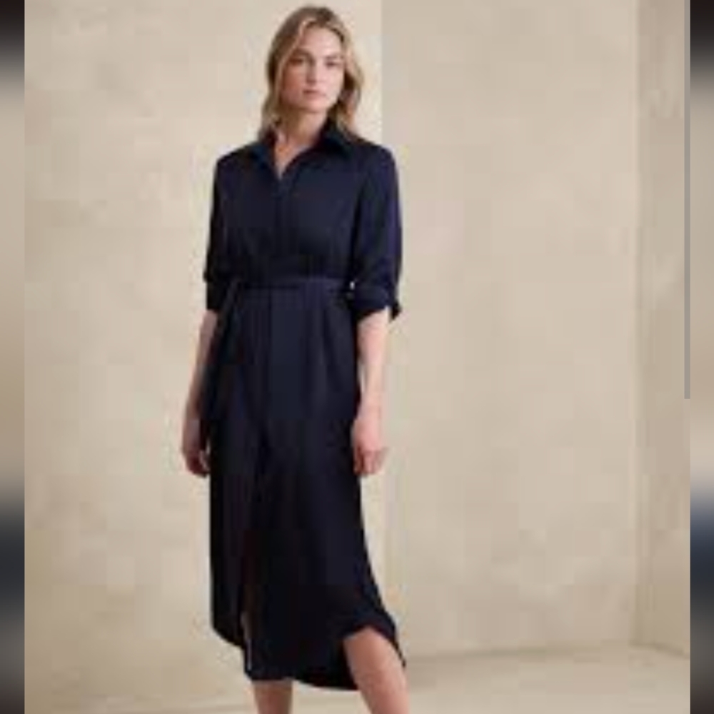 Banana Republic Factory Silky Crepe Maxi Shirtdress